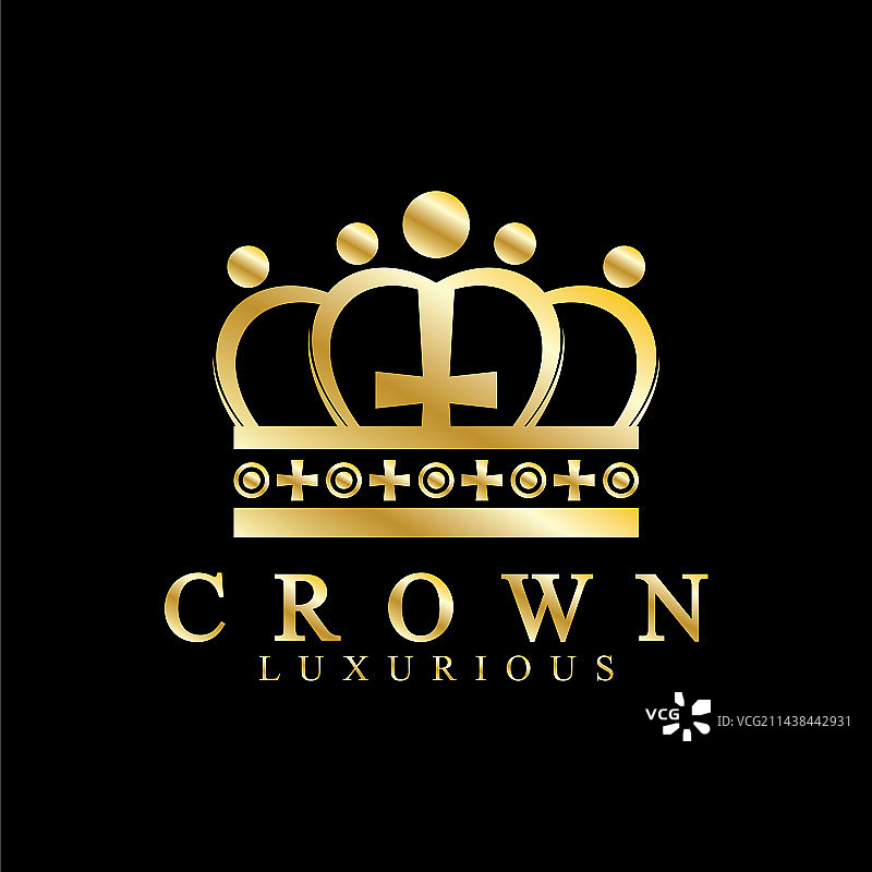 金色皇冠图标：女王、国王和奢华皇冠图片素材