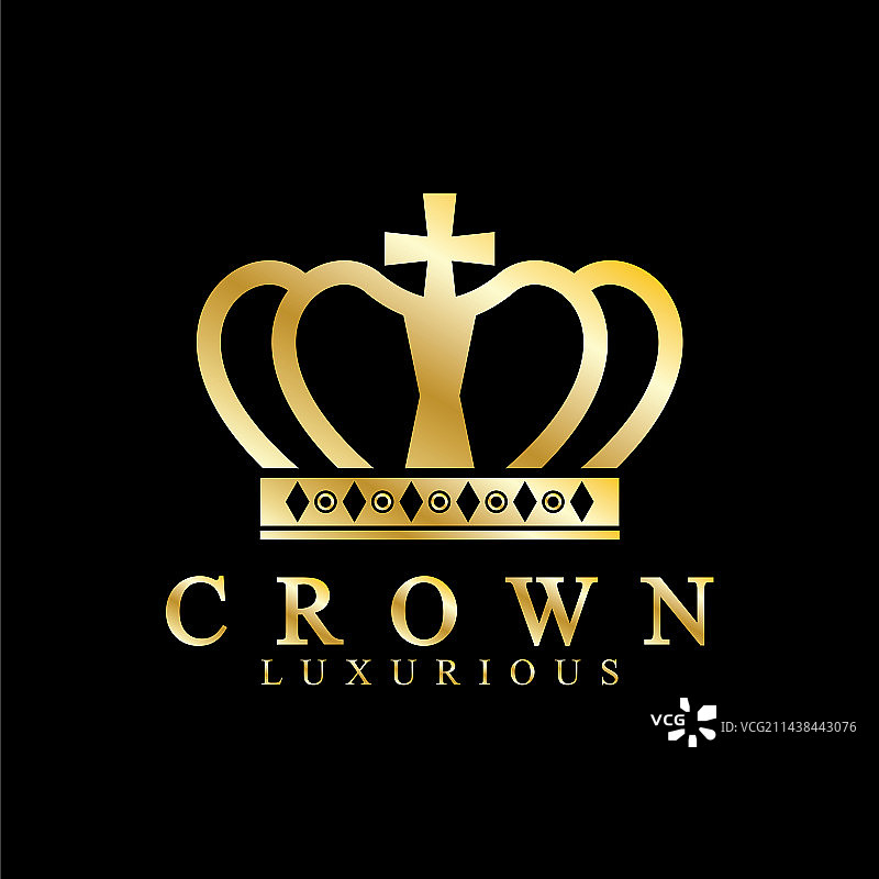 金色皇冠图标：女王、国王和奢华皇冠图片素材