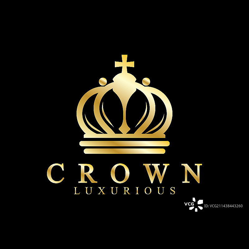 金色皇冠图标：女王、国王和奢华皇冠图片素材