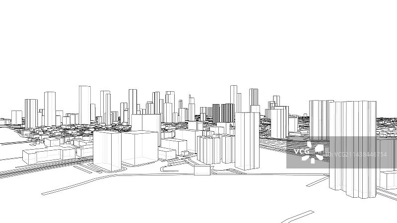 勾勒城市概念线框风格图片素材