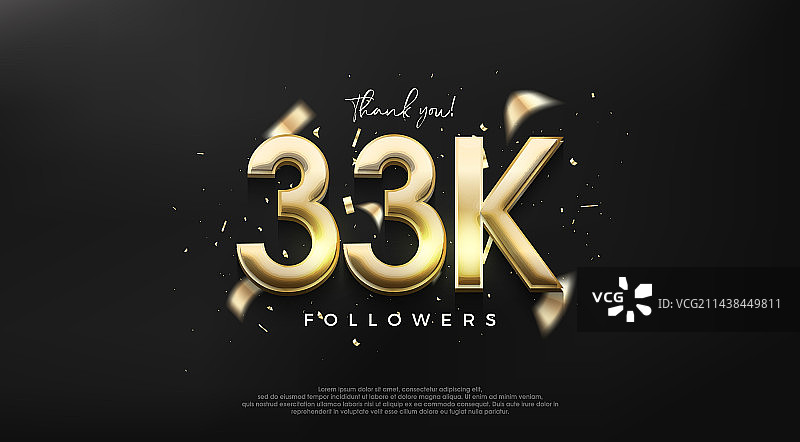 闪亮金色数字33K感谢设计图片素材
