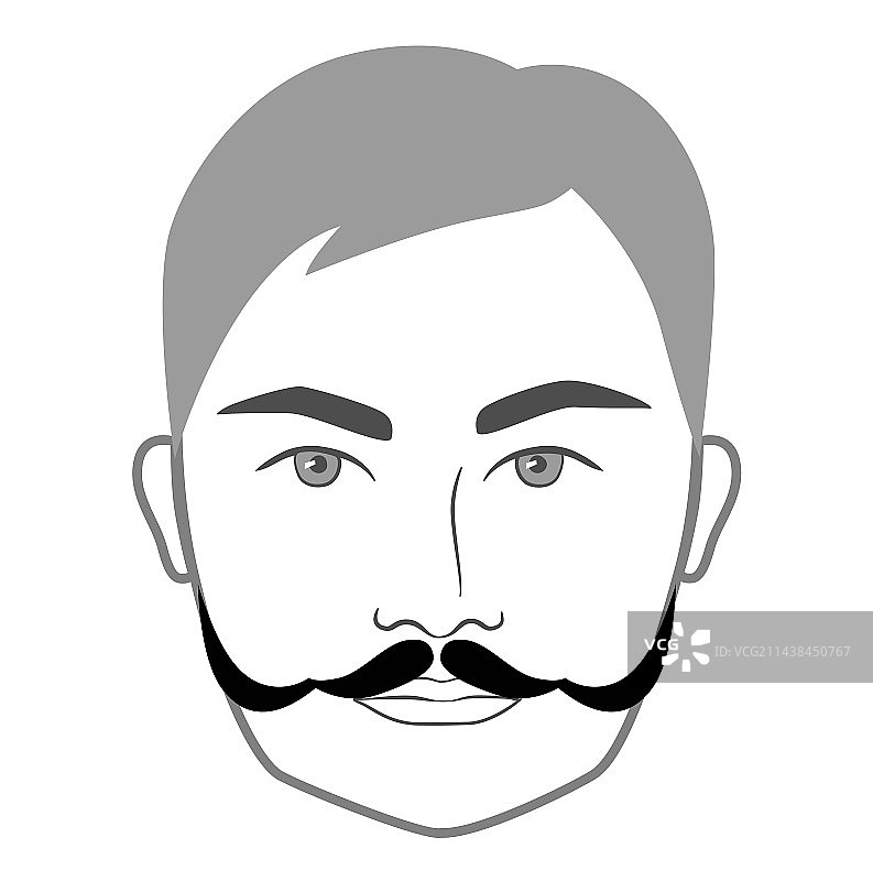 留八字胡的男人面部特写图片素材