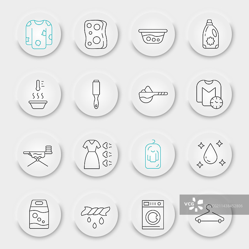 洗衣线性图标合集图片素材