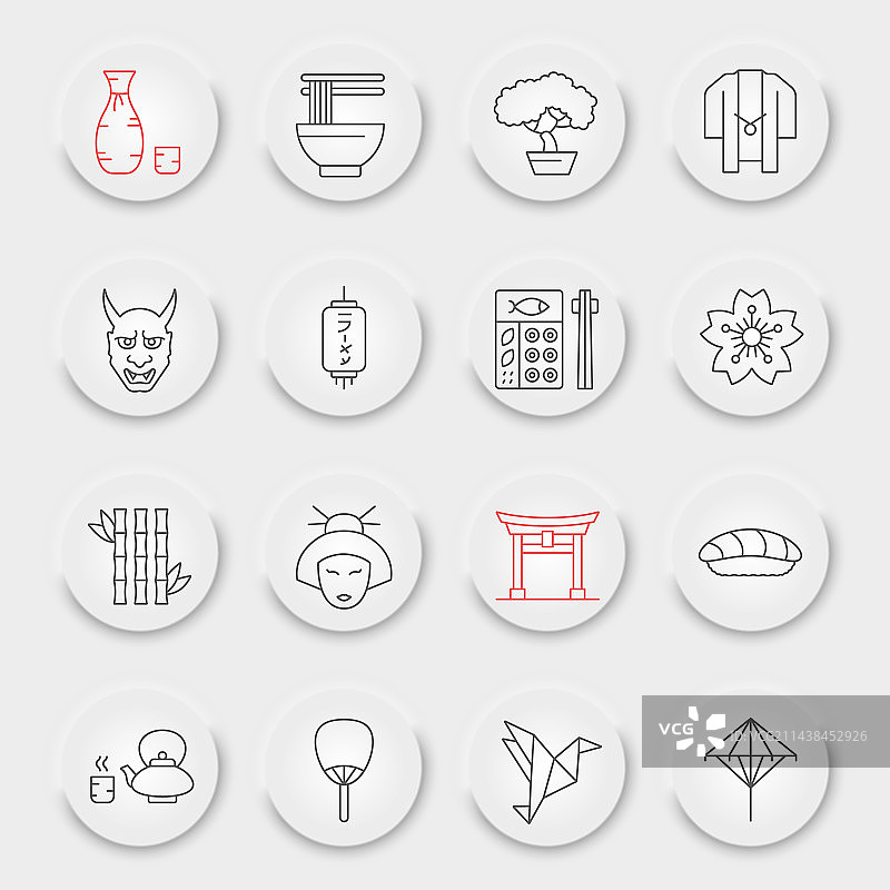 日本线条图标集合图片素材