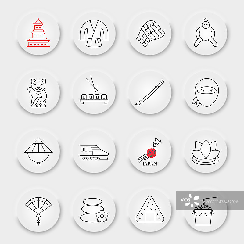 日本线条图标集合图片素材