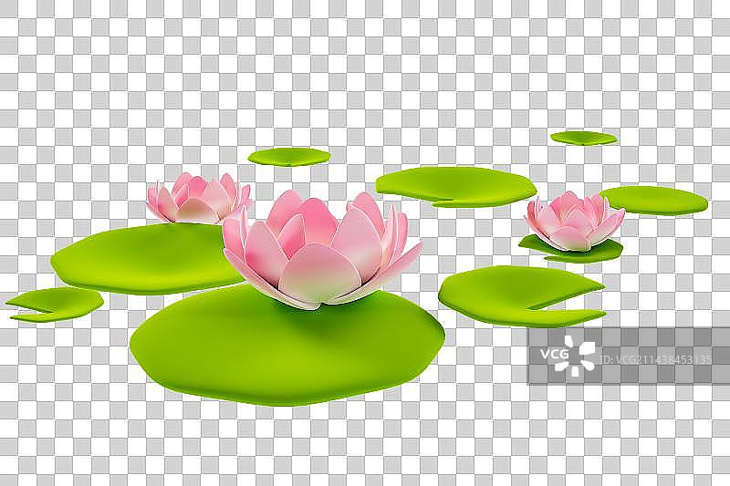 3D立体荷花元素图片素材