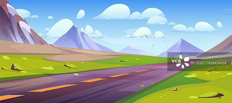 道路与山景卡通图片素材