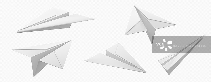 逼真的透明背景3D纸飞机图片素材
