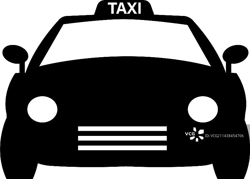 白色背景上的出租车图标，出租车标志扁平设计图片素材