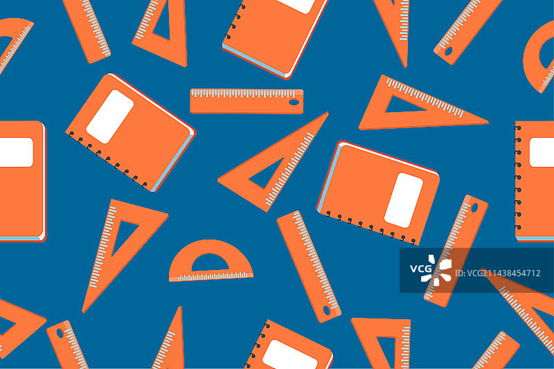 学校尺子和笔记本无缝图案图片素材