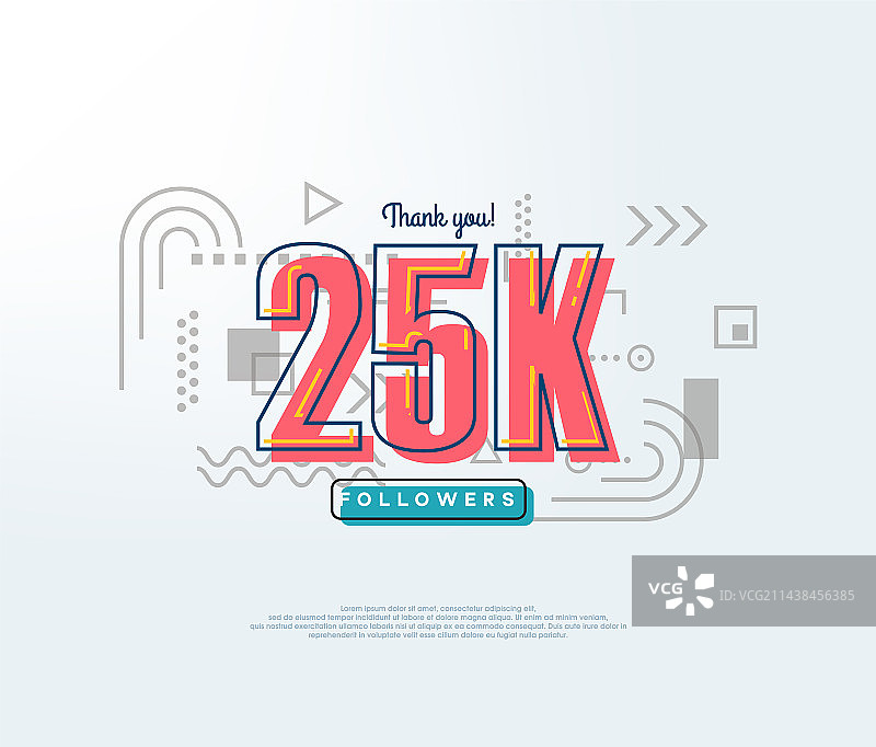 卡通数字感谢2.5万粉丝（柔和红色）图片素材