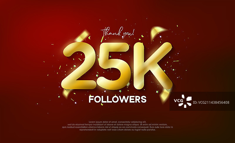 金色金属数字感谢2.5万粉丝图片素材