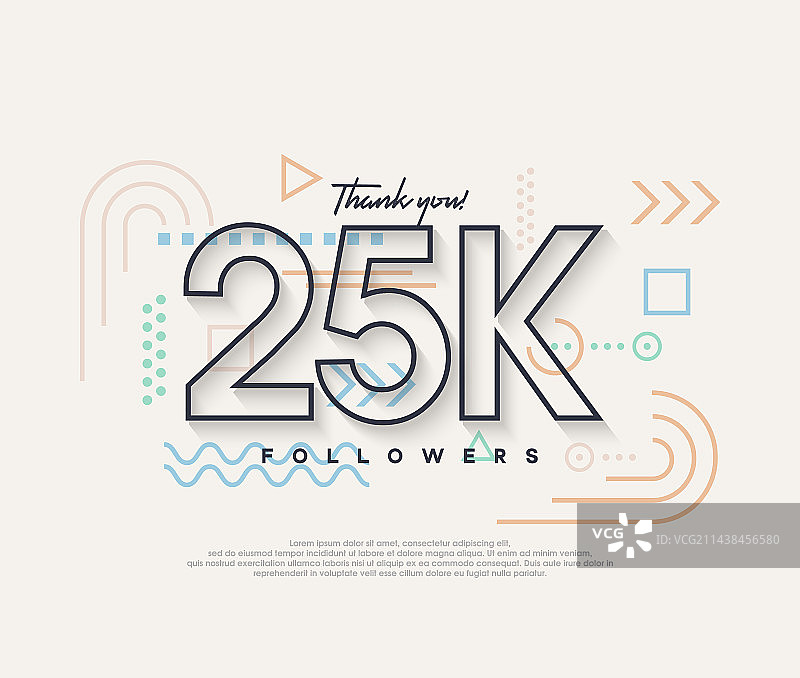 感谢2.5万粉丝线条设计图片素材
