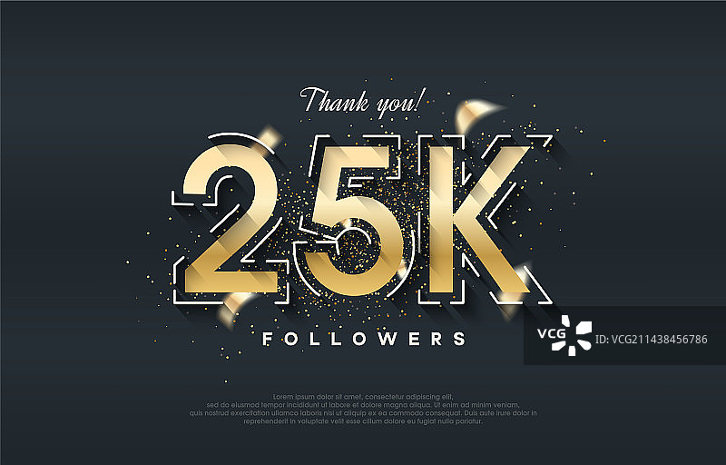 闪亮金色2.5万粉丝设计图片素材