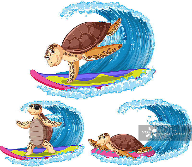 夏季主题卡通海龟角色图片素材