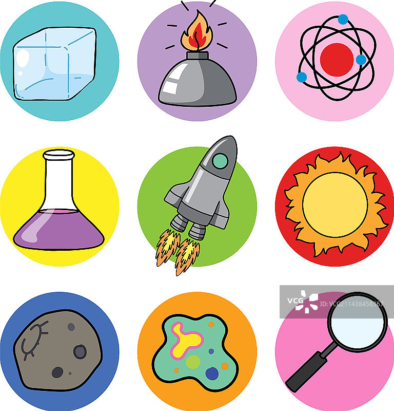 彩色科学图标合集图片素材