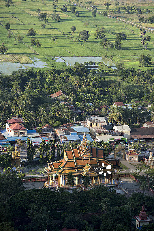 高角度视野下的树木和房屋图片素材