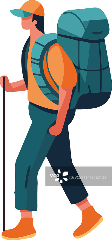 一个人背着背包在自然中徒步图片素材