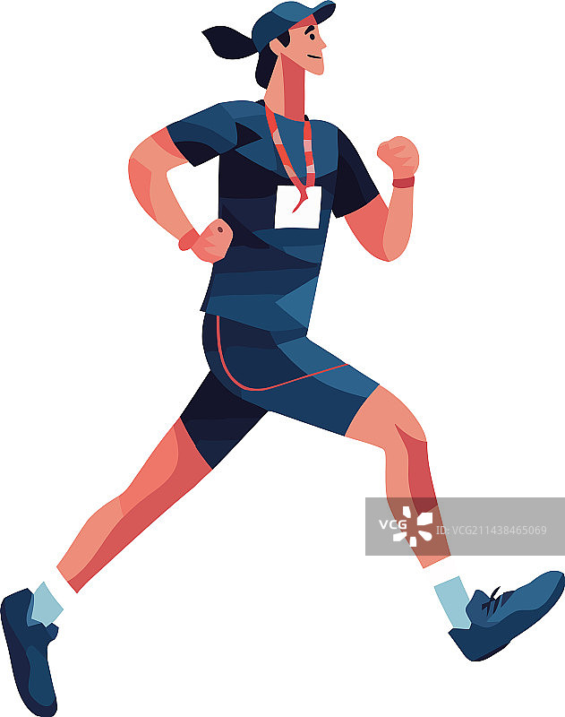 身穿蓝色运动服的健壮运动员正在冲刺图片素材