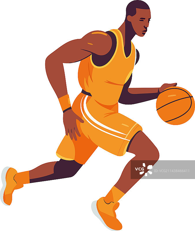 运球的健壮篮球运动员图片素材