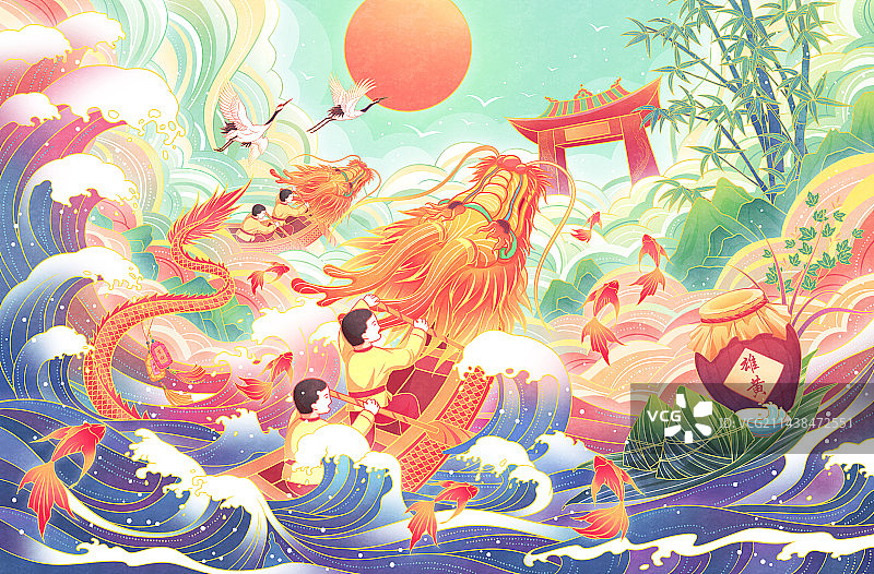 端午国风插画图片素材