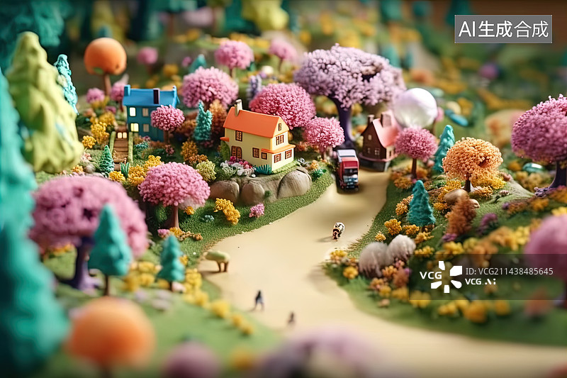 【AI数字艺术】微缩景观，3D，移轴，世界图片素材