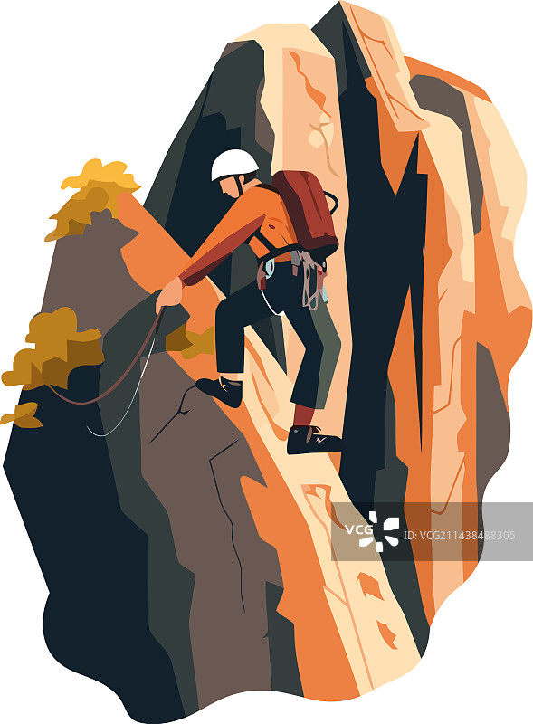 男人攀登岩石山图片素材