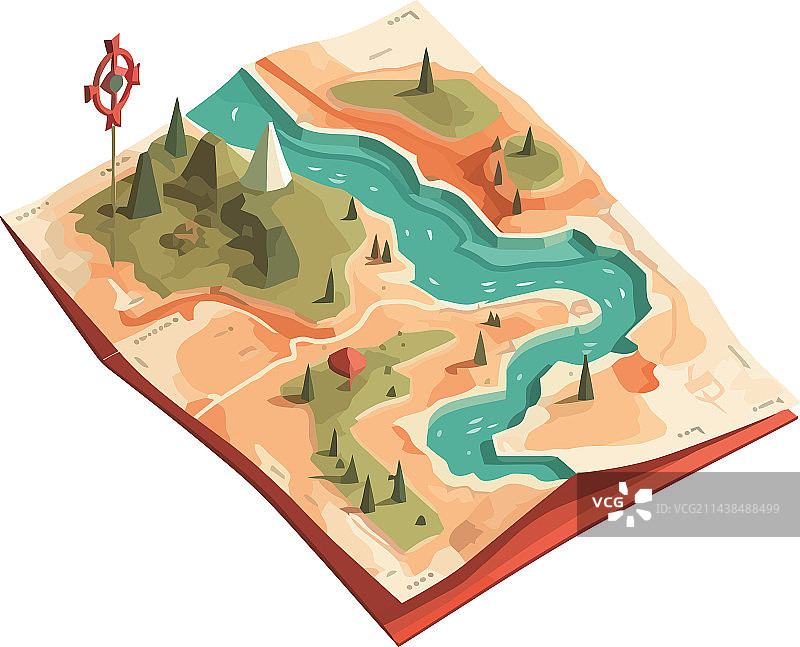 冒险即将开始：地图与指南针引导图片素材
