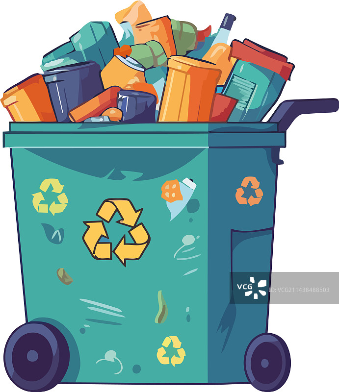 纸张和塑料容器上的回收标志图片素材