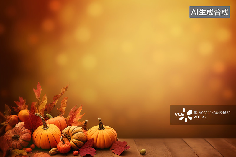 【AI数字艺术】桌上南瓜的特写镜头图片素材
