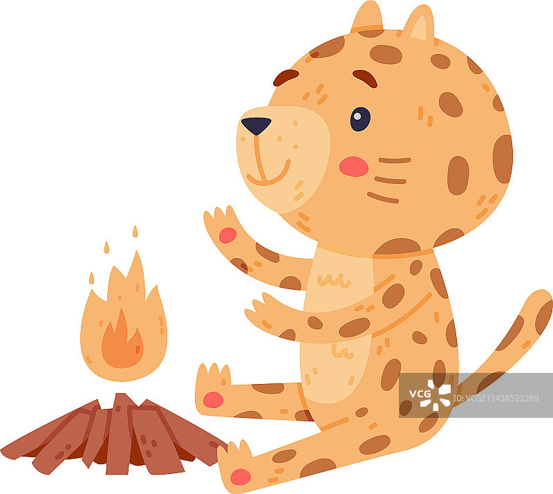 正在取暖的带斑点毛皮的可爱小美洲虎图片素材