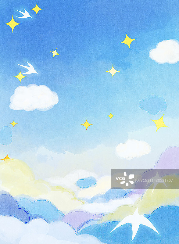 夏天夜晚的天空插画图片素材