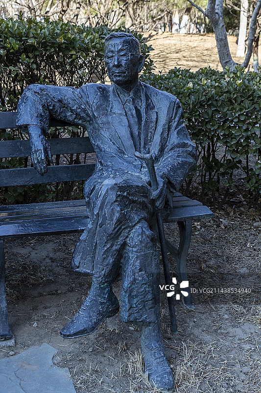 中国现代文学馆：老舍雕像图片素材