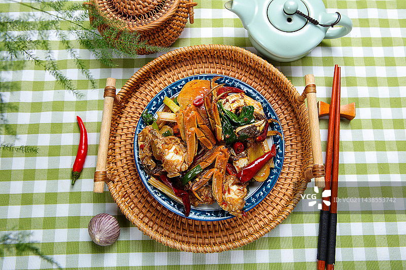 香辣美味下酒菜爆炒大闸蟹图片素材