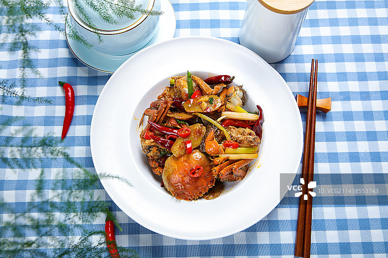 香辣美味下酒菜爆炒大闸蟹图片素材