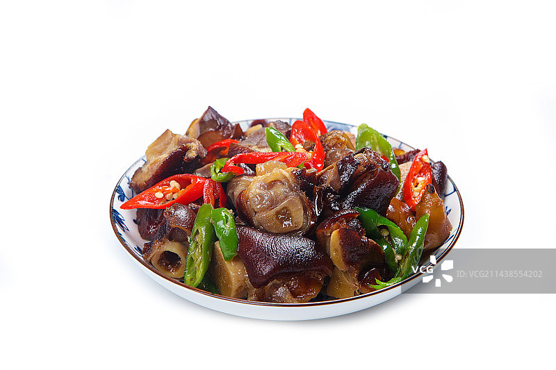 香辣美味下酒菜辣椒炒腊猪蹄图片素材