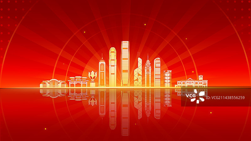 香港城市地标矢量插画图片素材