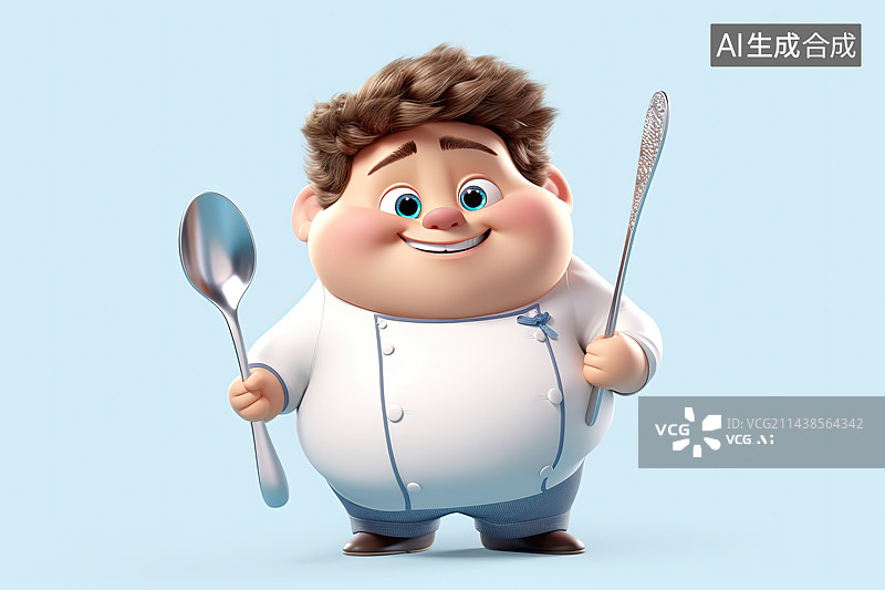 【AI数字艺术】可爱的男孩在蓝色背景下打高尔夫球图片素材