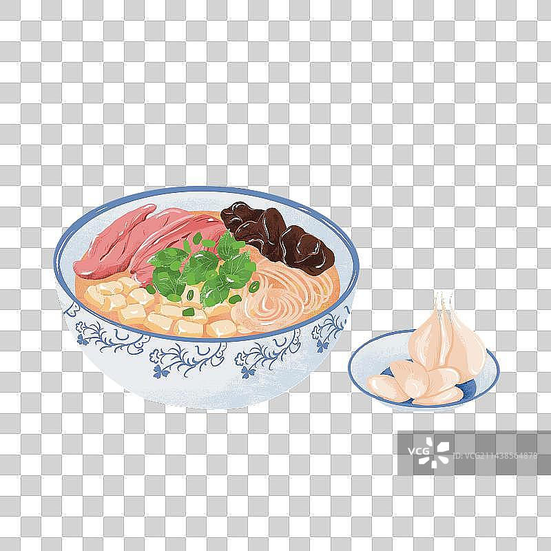 手绘西安美食牛羊肉泡馍图片素材