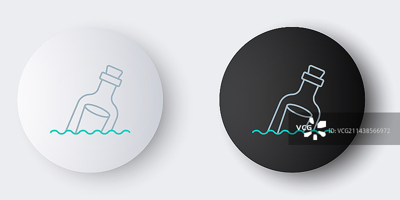 装有漂流瓶的玻璃瓶线条图标图片素材