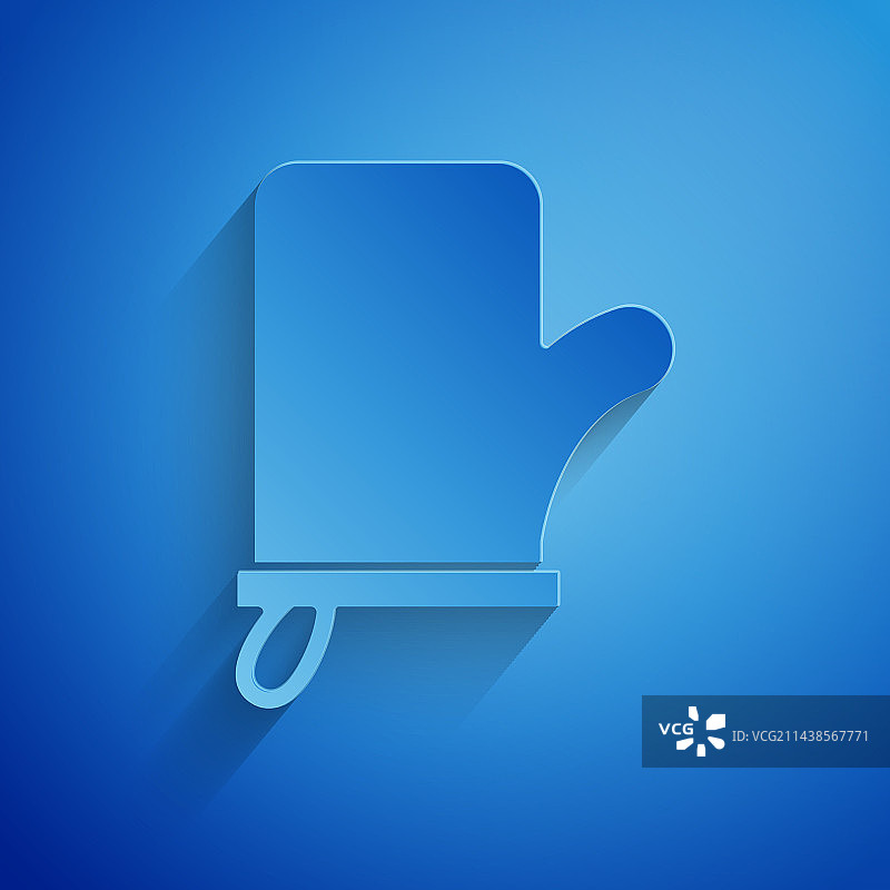 剪纸桑拿手套图标，蓝色背景图片素材