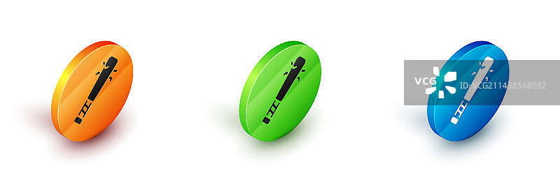 2.5D带钉棒球棒图标图片素材