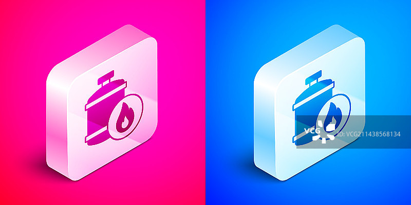 粉色背景上的2.5D丙烷气罐图标图片素材