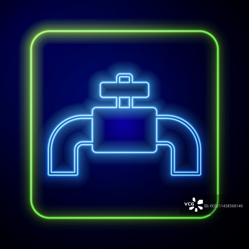 发光的霓虹灯工业金属管道和阀门图片素材