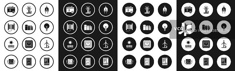 电源插头、电池、电线电缆套装图片素材