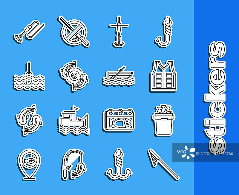 渔网水桶和鱼夹克图片素材