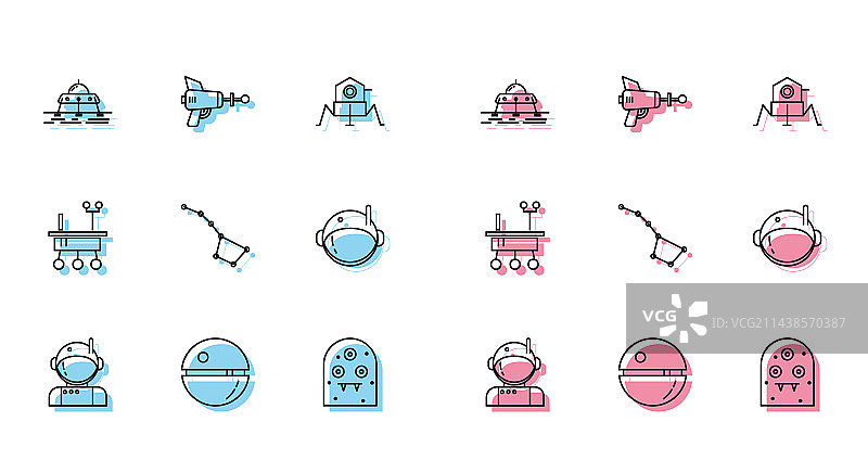 线条宇航员死亡之星火星探测器外星人图片素材