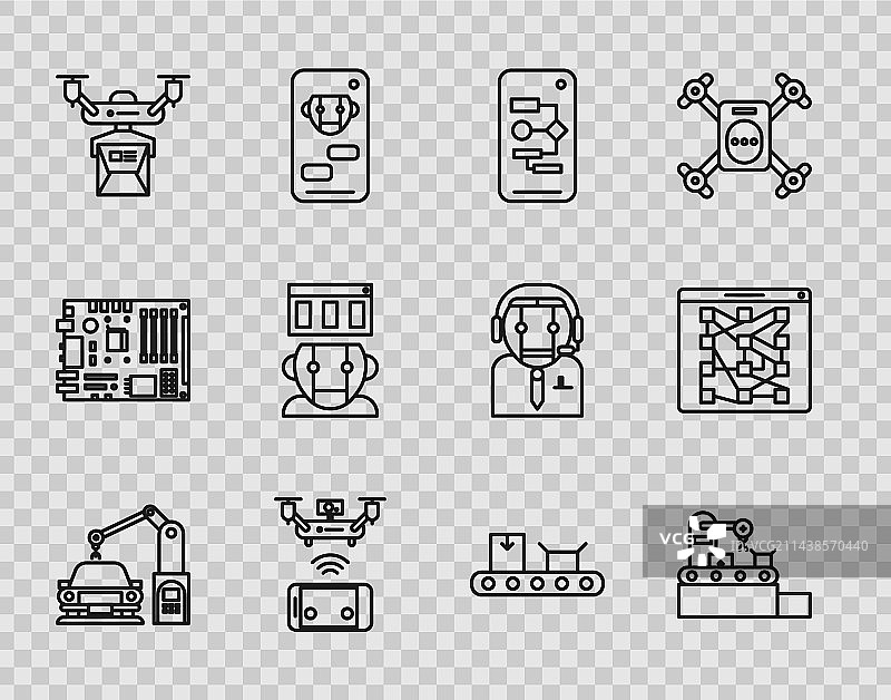 工业机器机器人手臂手线条图标图片素材