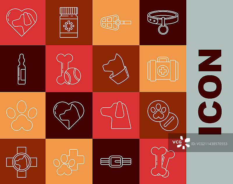 狗狗骨头、宠物药丸和宠物急救箱图片素材