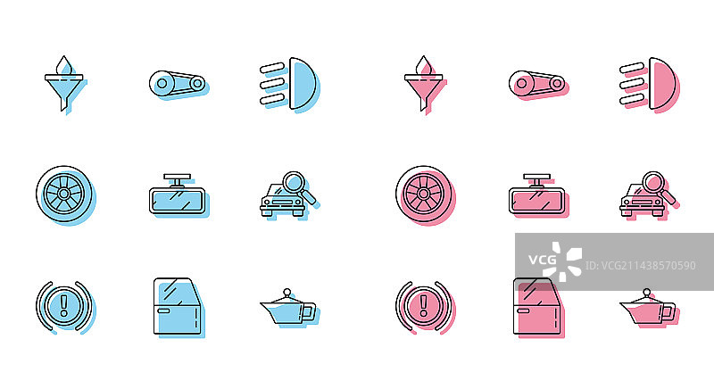刹车系统、警示、车门与漏斗线稿图片素材